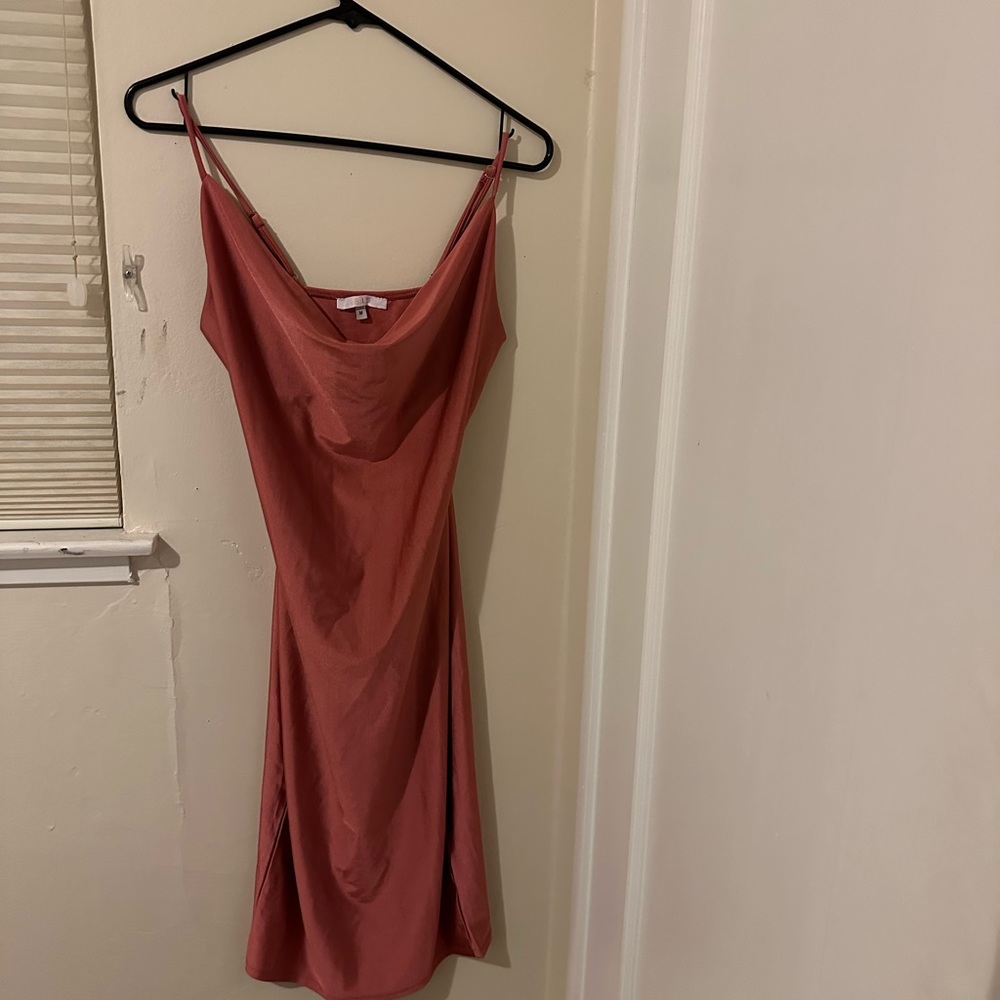 Cowl neck silk dress